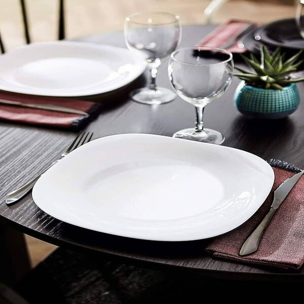 6pcs Marble square pure white crockery plates