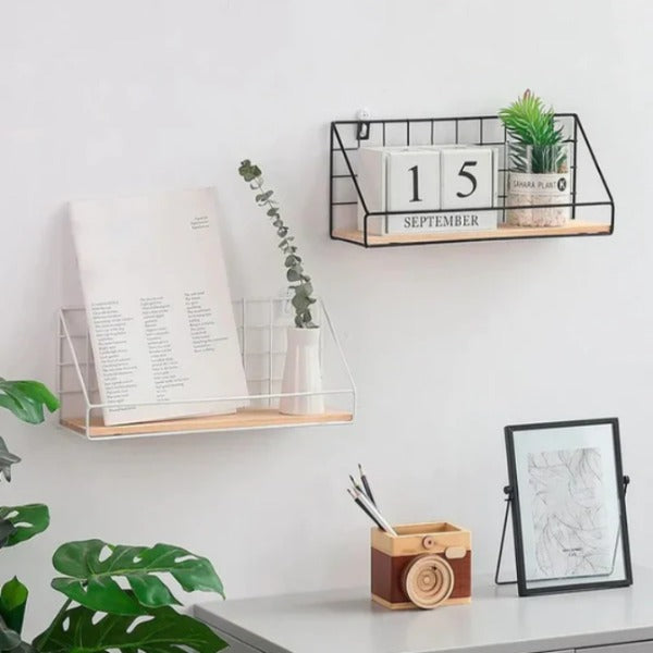 Check and boxes wall shelf