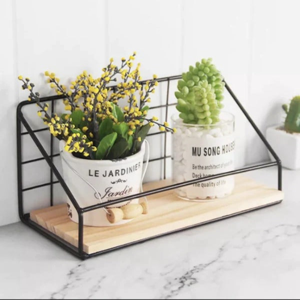 Check and boxes wall shelf