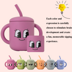 Moodies Silicone Sippy Cup – BPA-Free Straw Cup with Handles for 6+ Months | Safe, Fun & Full of Personality