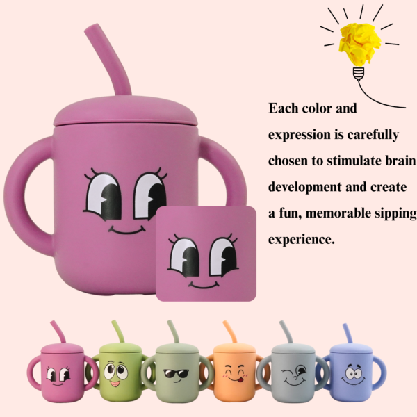 Moodies Silicone Sippy Cup – BPA-Free Straw Cup with Handles for 6+ Months | Safe, Fun & Full of Personality