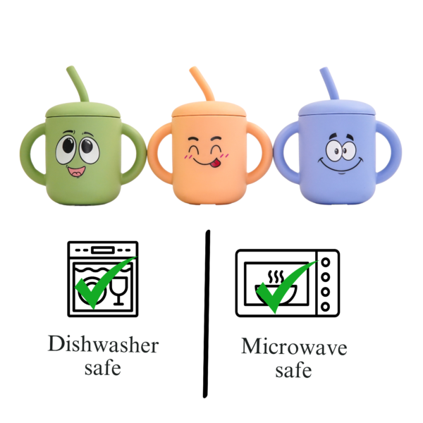 Moodies Silicone Sippy Cup – BPA-Free Straw Cup with Handles for 6+ Months | Safe, Fun & Full of Personality