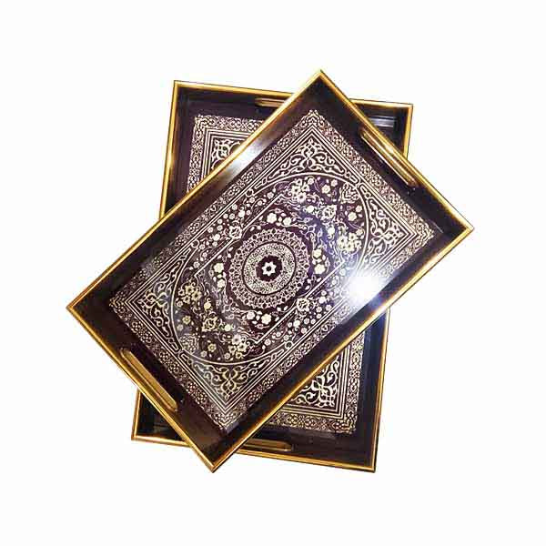 Wooden Tray Set + Glass