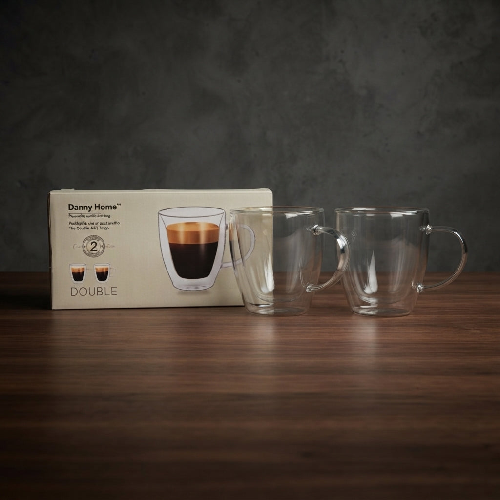 2Pcs D-Walled Mug Set 80ml 24c