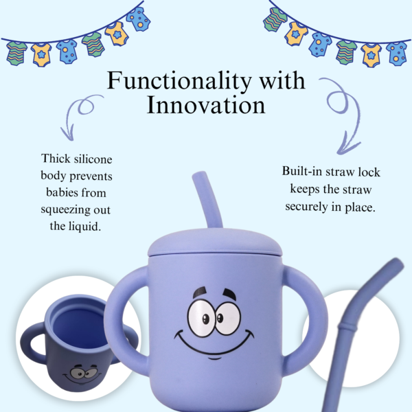 Moodies Silicone Sippy Cup – BPA-Free Straw Cup with Handles for 6+ Months | Safe, Fun & Full of Personality