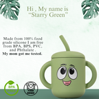 Moodies Silicone Sippy Cup – BPA-Free Straw Cup with Handles for 6+ Months | Safe, Fun & Full of Personality