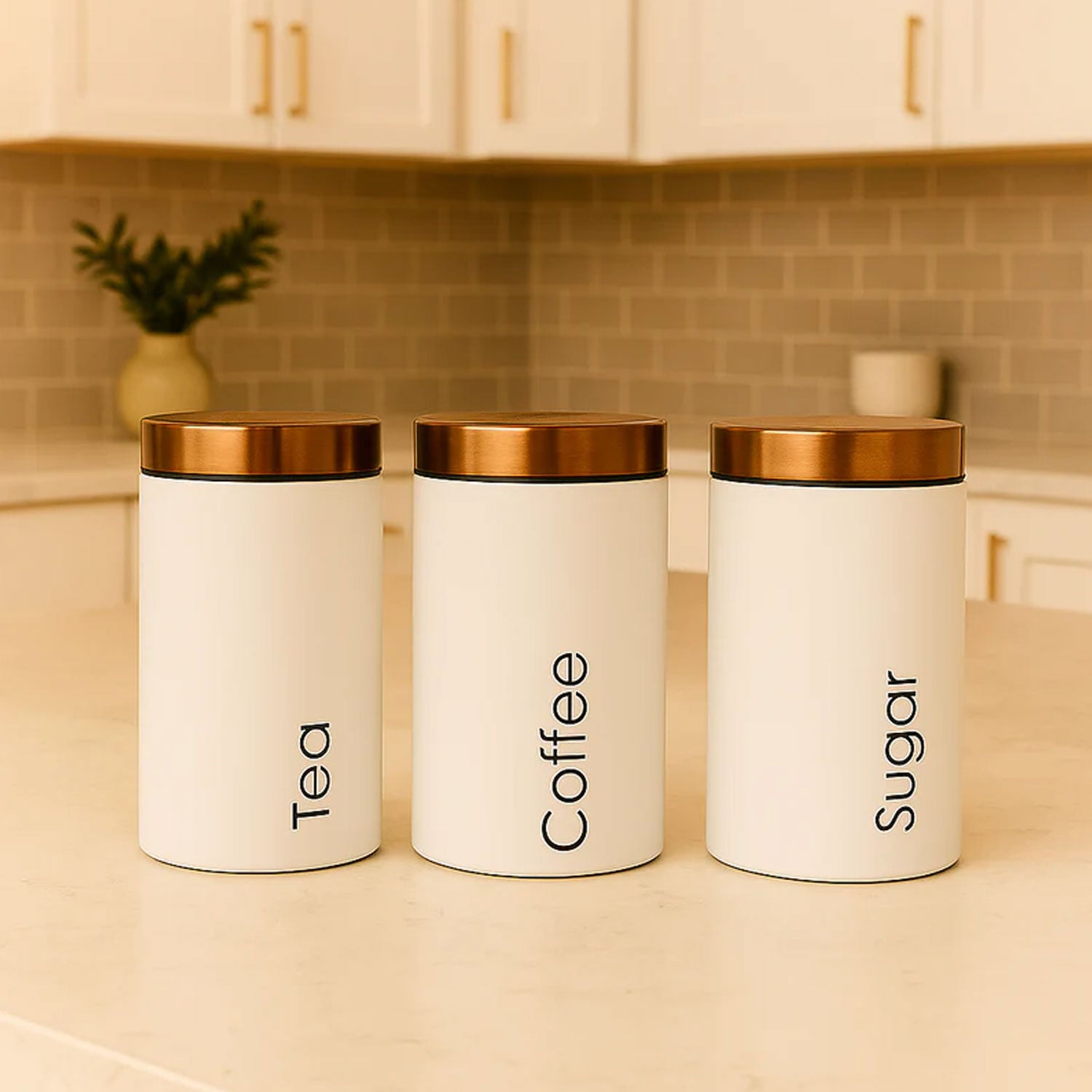 3 Pcs Matte Black Metal Kitchen Storage Canisters