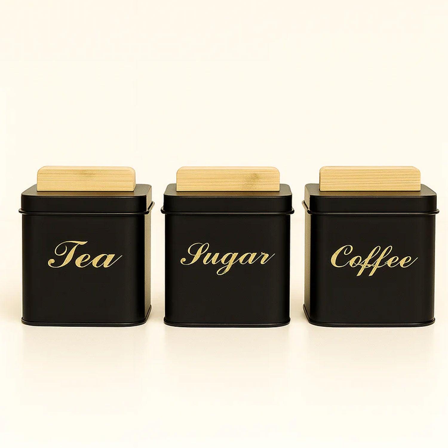 3-Piece Square Metal Sugar Canister Set