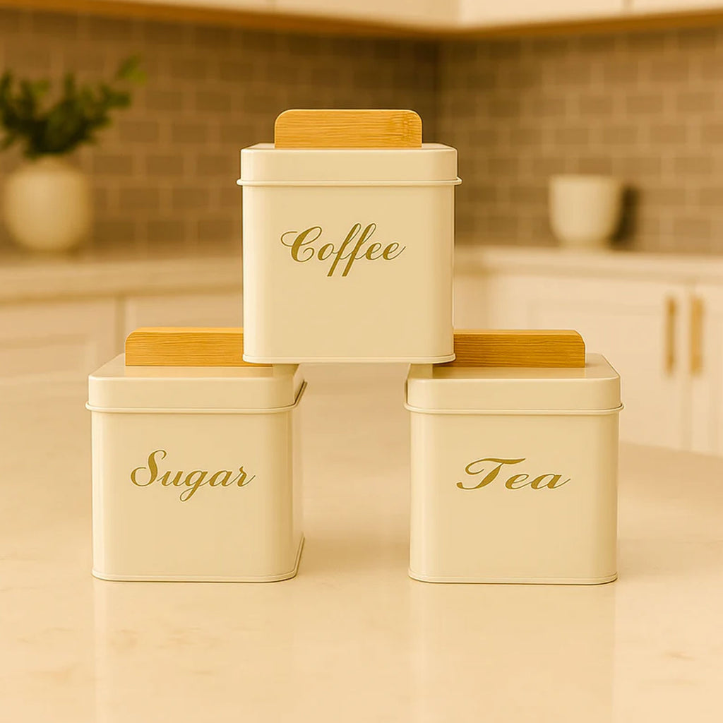 3-Piece Square Metal Sugar Canister Set