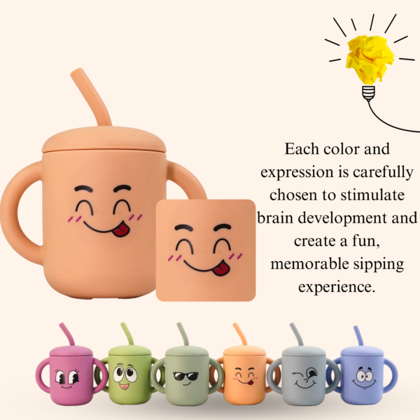 Moodies Silicone Sippy Cup – BPA-Free Straw Cup with Handles for 6+ Months | Safe, Fun & Full of Personality