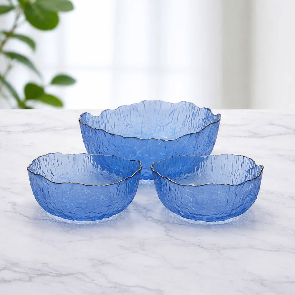 7 Pcs Premium Textured Glass Fruit Bowl Set