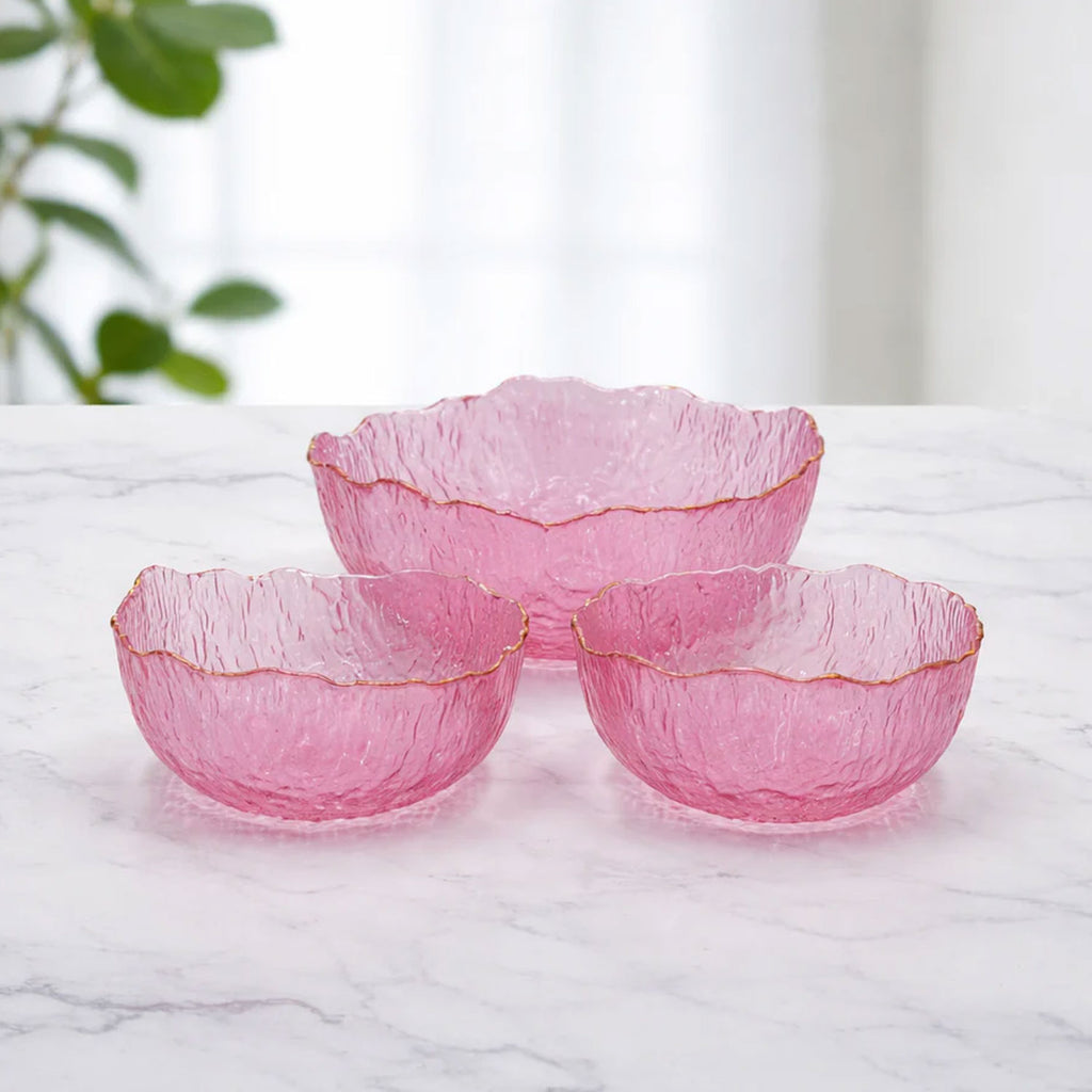7 Pcs Premium Textured Glass Fruit Bowl Set