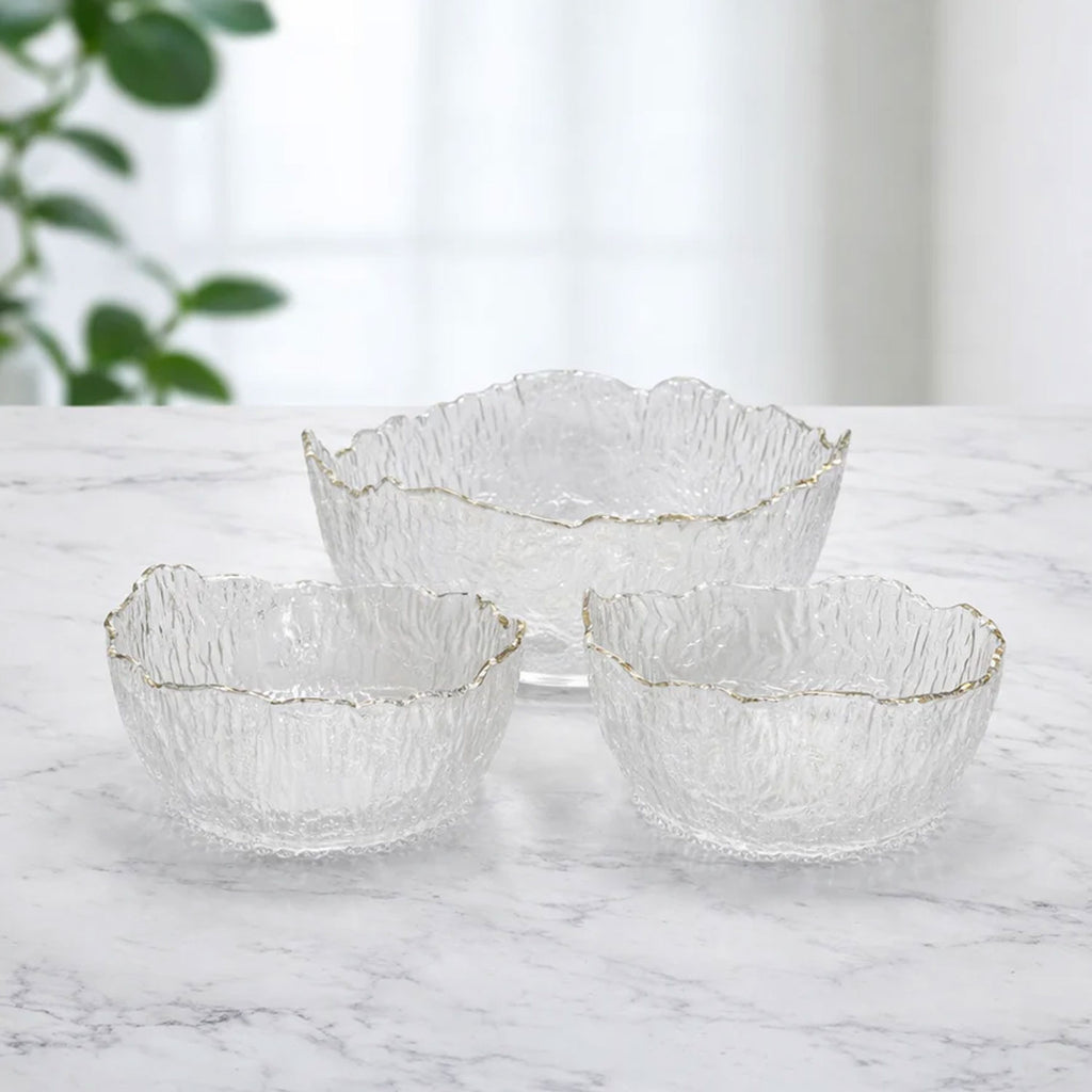 7 Pcs Premium Textured Glass Fruit Bowl Set