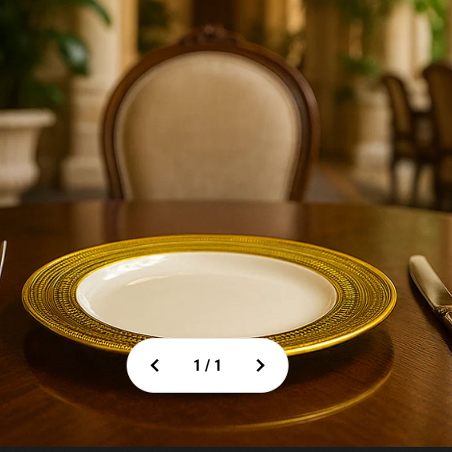 8.5 INCH LUXURY GOLD RIM DINNER PLATE
