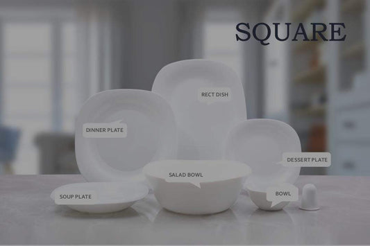 6pcs Marble square pure white crockery plates