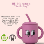 Moodies Silicone Sippy Cup – BPA-Free Straw Cup with Handles for 6+ Months | Safe, Fun & Full of Personality