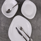 6pcs Marble square pure white crockery plates