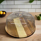 Bamboo Base Cake Dish With Acrylic Lid