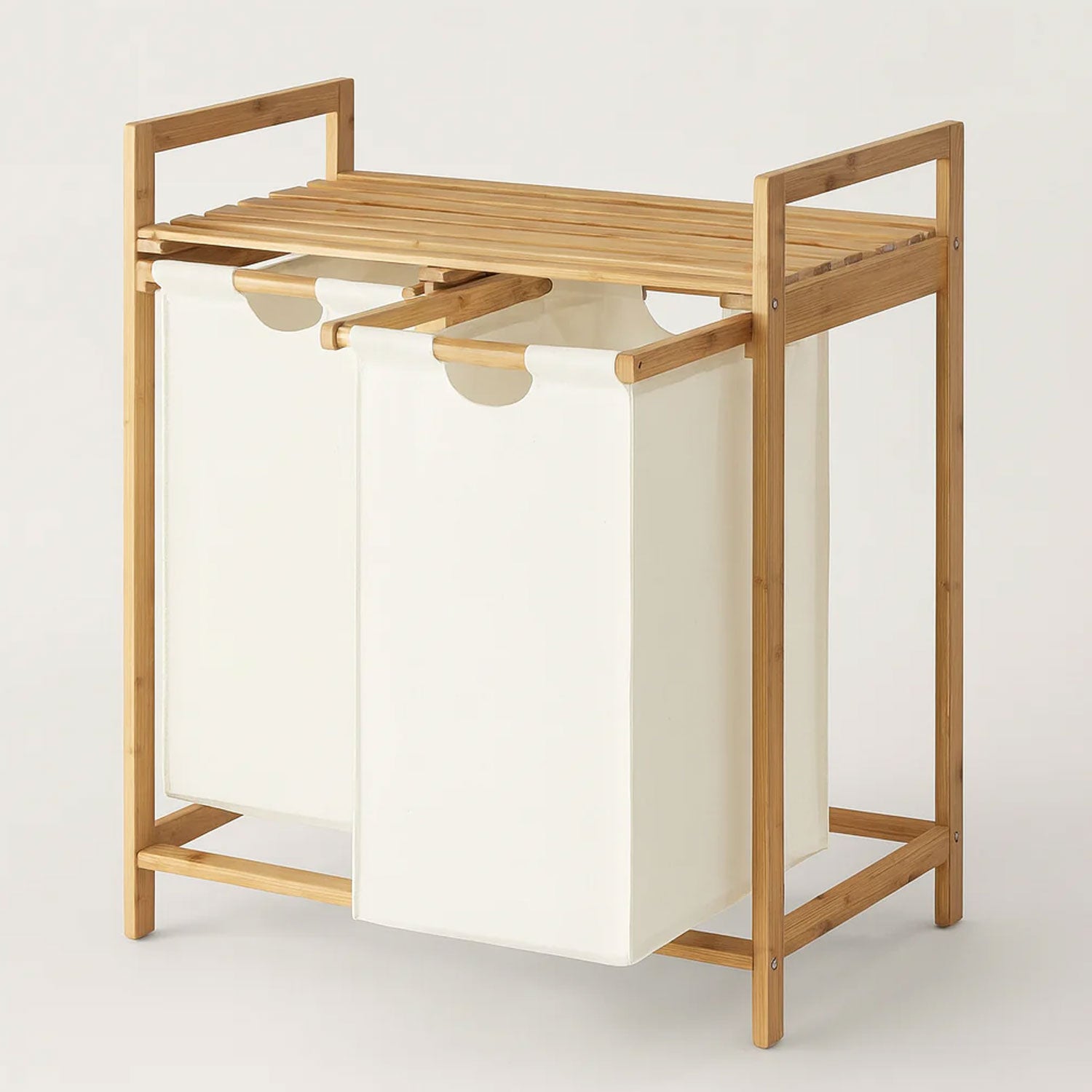 Bamboo Laundry Hamper With Dual Compartments