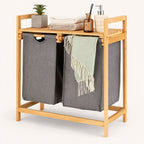 Bamboo Laundry Hamper With Dual Compartments
