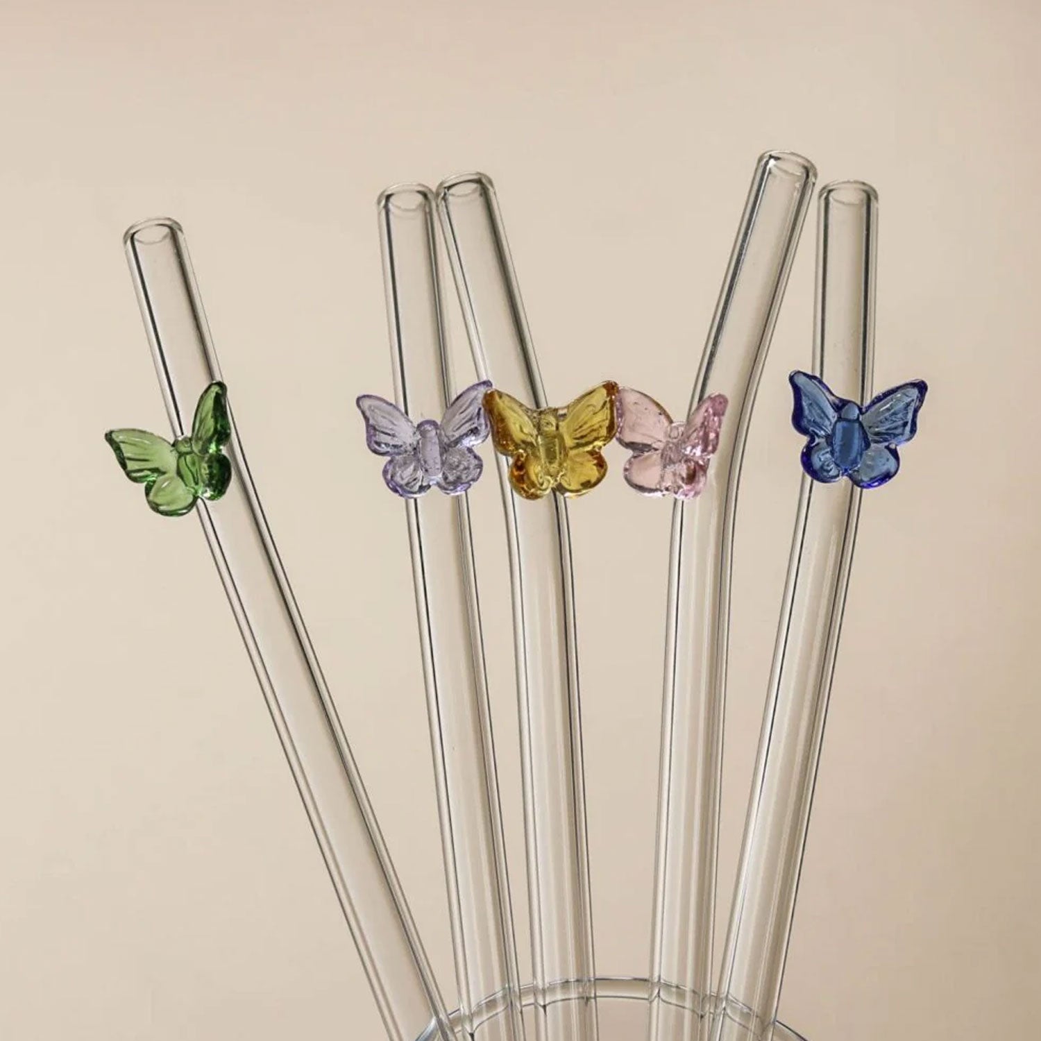 Butterfly/Stars Glass Straws - 4Pcs