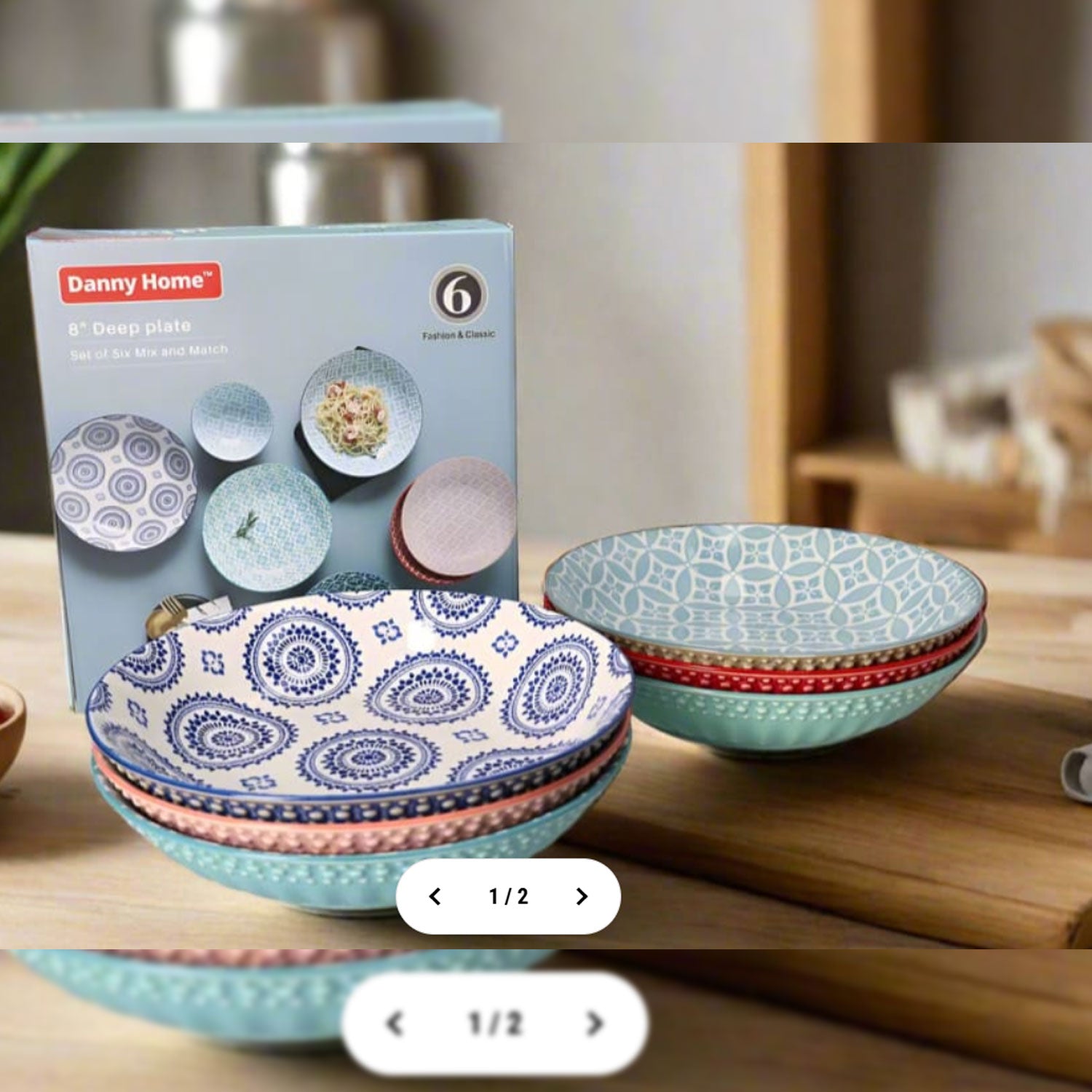 DANNY HOME BOHEMIAN DESIGN PASTA BOWLS SET OF 6 20.4CM