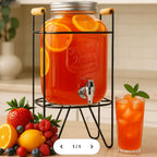 ELEGANT GLASS WATER BEVERAGES DISPENSER 8 LITRES - METAL STAND