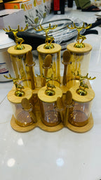 Golden Deer Luxury Glass Spice Jar Set (Available in 4-PCS & 6-PCS Configurations)