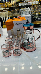 Gold Glass Water Jug Set – Luxury 7-Piece Drinkware Collection