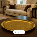 HAMMERED GOLD METAL SERVING TRAY
