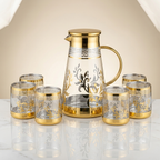 Gold Glass Water Jug Set – Luxury 7-Piece Drinkware Collection