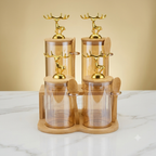 Golden Deer Luxury Glass Spice Jar Set (Available in 4-PCS & 6-PCS Configurations)
