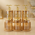Golden Deer Luxury Glass Spice Jar Set (Available in 4-PCS & 6-PCS Configurations)