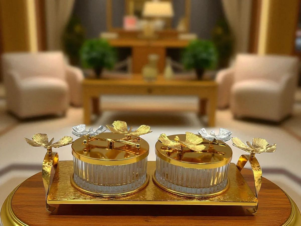 Luxe Acrylic Container with Tray Stand
