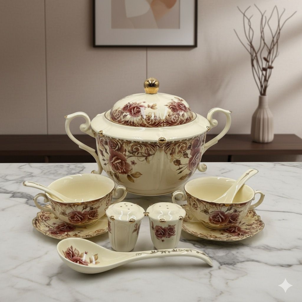 Modern Rose Soup Set
