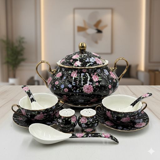 Modern Black Soup Set