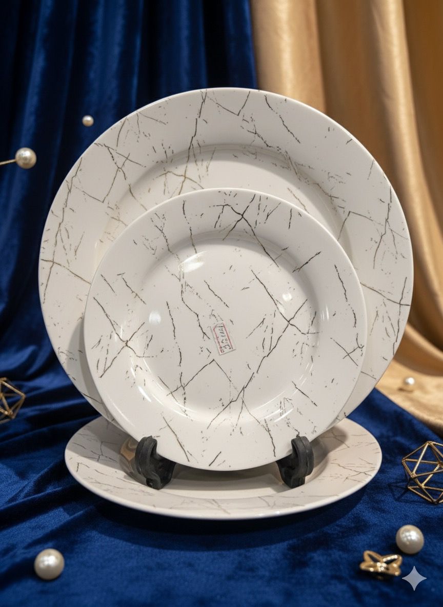 White Marble Plate Set ~ 18pcs