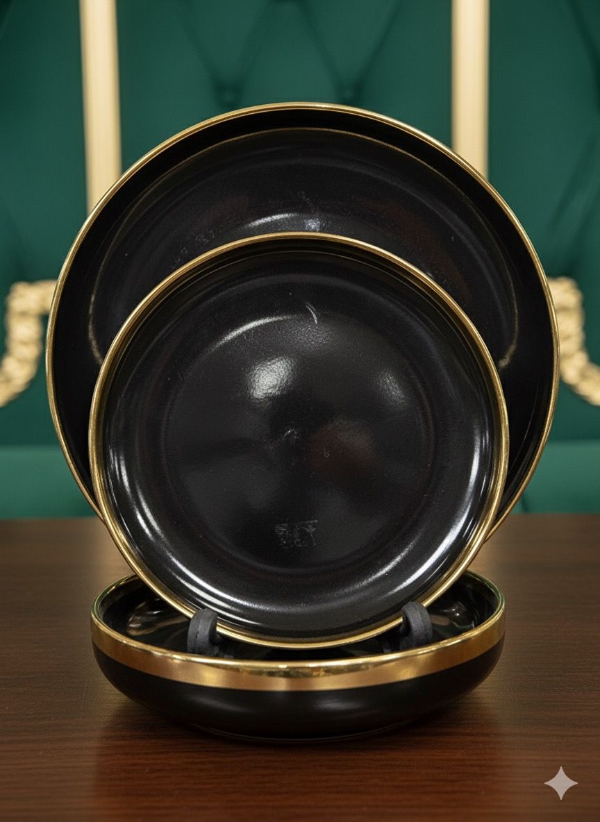 Luxury Black & Gold Plate Set ~ 18pcs