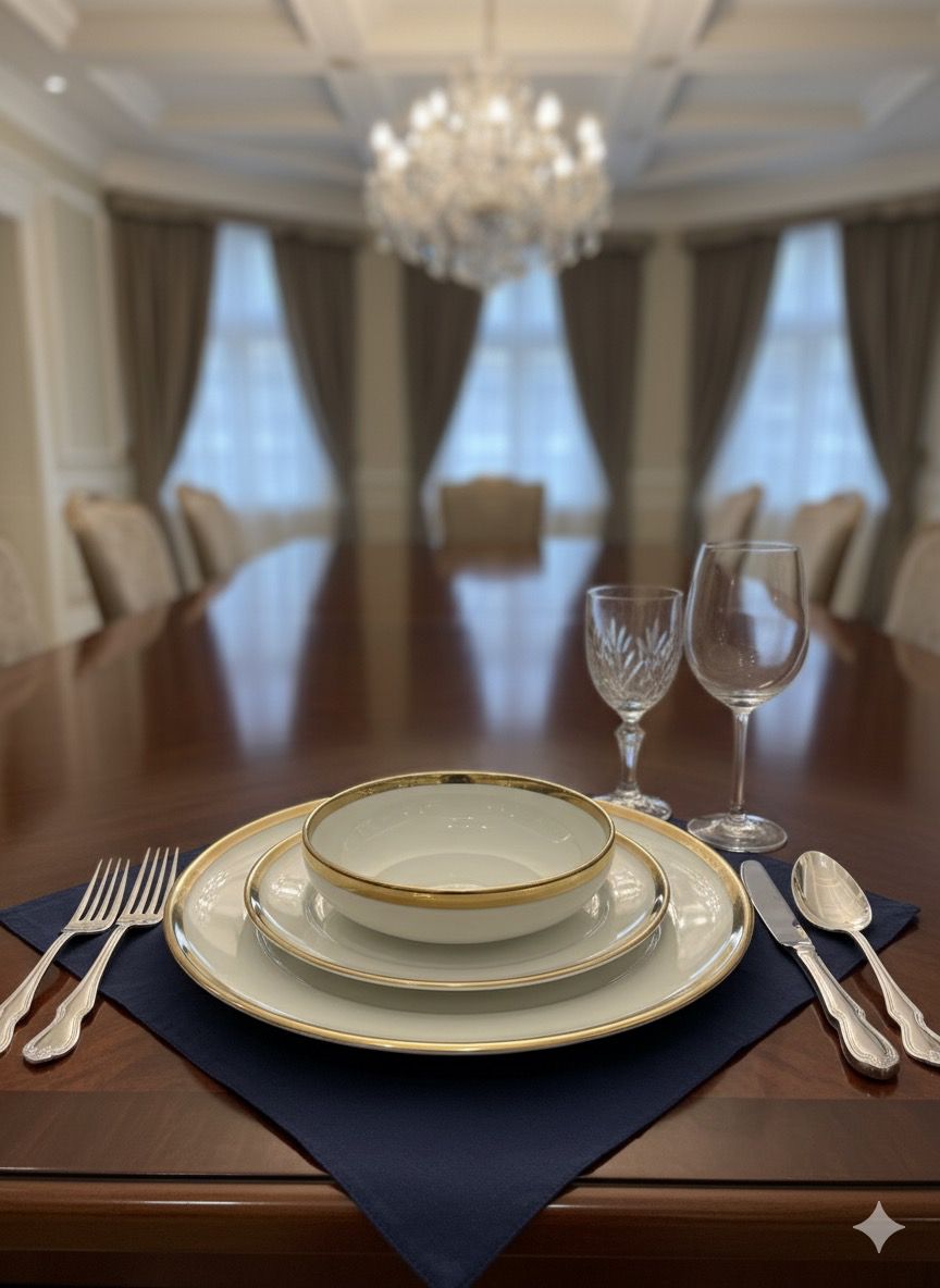 Luxury White & Gold Plate Set ~ 18pcs