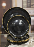 Luxury Black & Gold Plate Set ~ 18pcs