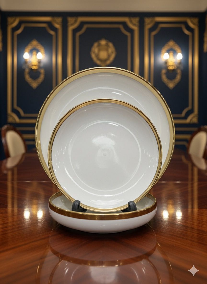 Luxury White & Gold Plate Set ~ 18pcs