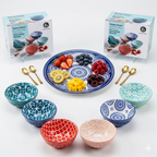 Danny Home All-Purpose Medium Porcelain Bowls – 6-Piece Mix-and-Match Patterned Ceramic Bowl Set for Soup, Cereal, Snacks, and Dessert Set of 6pcs
