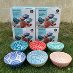 Danny Home All-Purpose Medium Porcelain Bowls – 6-Piece Mix-and-Match Patterned Ceramic Bowl Set for Soup, Cereal, Snacks, and Dessert Set of 6pcs