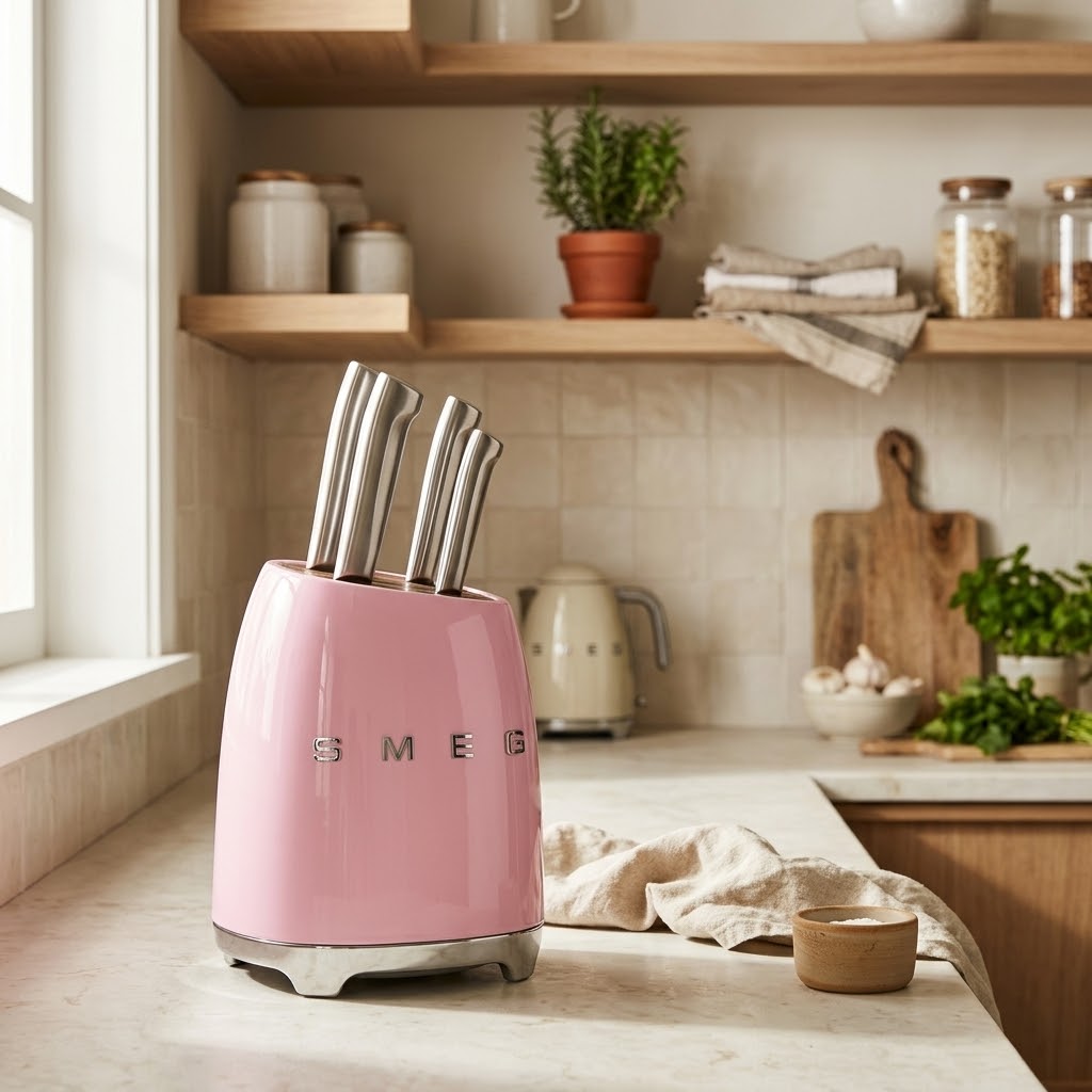 Smeg 50s Retro Style 6-Piece Knife Block Set