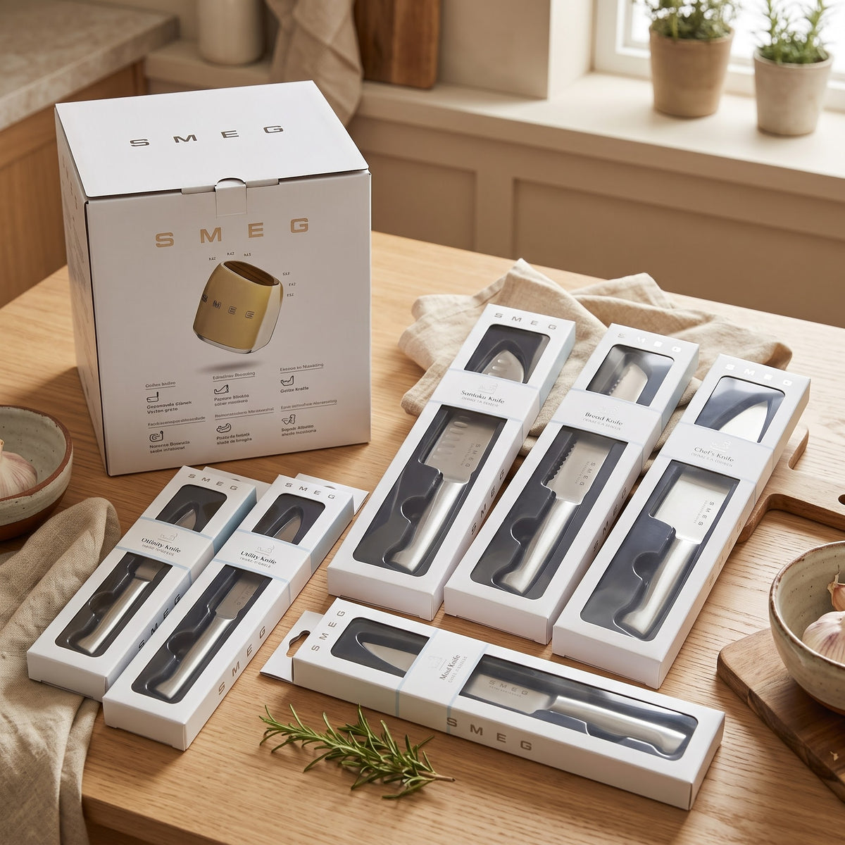 Smeg 50s Retro Style 6-Piece Knife Block Set