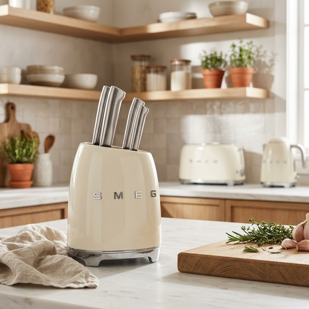 Smeg 50s Retro Style 6-Piece Knife Block Set