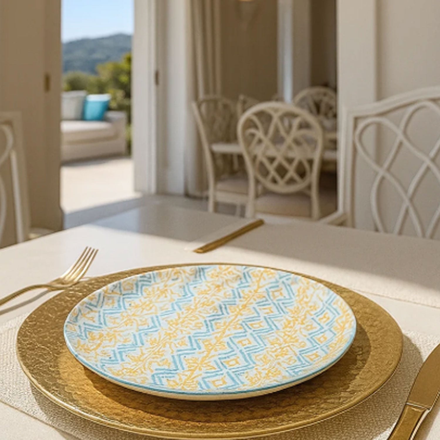 LUXURY VILLA CERAMIC DINNER PLATE GEOMETRIC PATTERN DESIGN