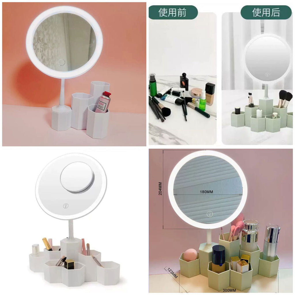 Led makeup Mirror with makeup oragnizer