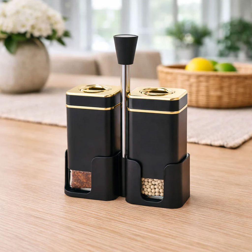Salt & Pepper Dispenser Set with Stand