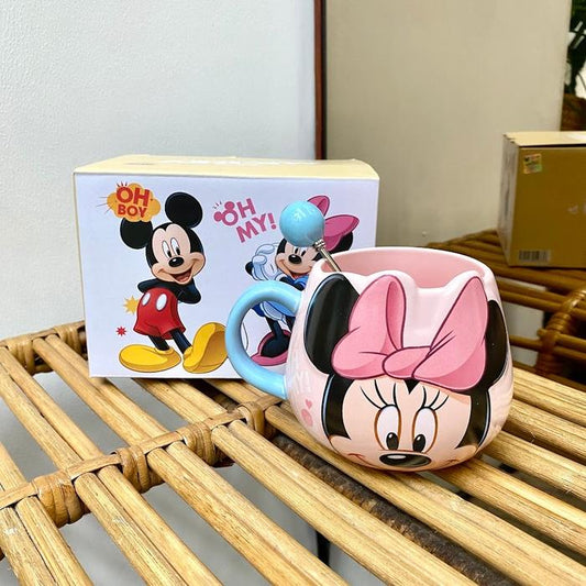 Disney mickey & friends porcelain embossed coffee mug | 450ml-Minnie Mouse